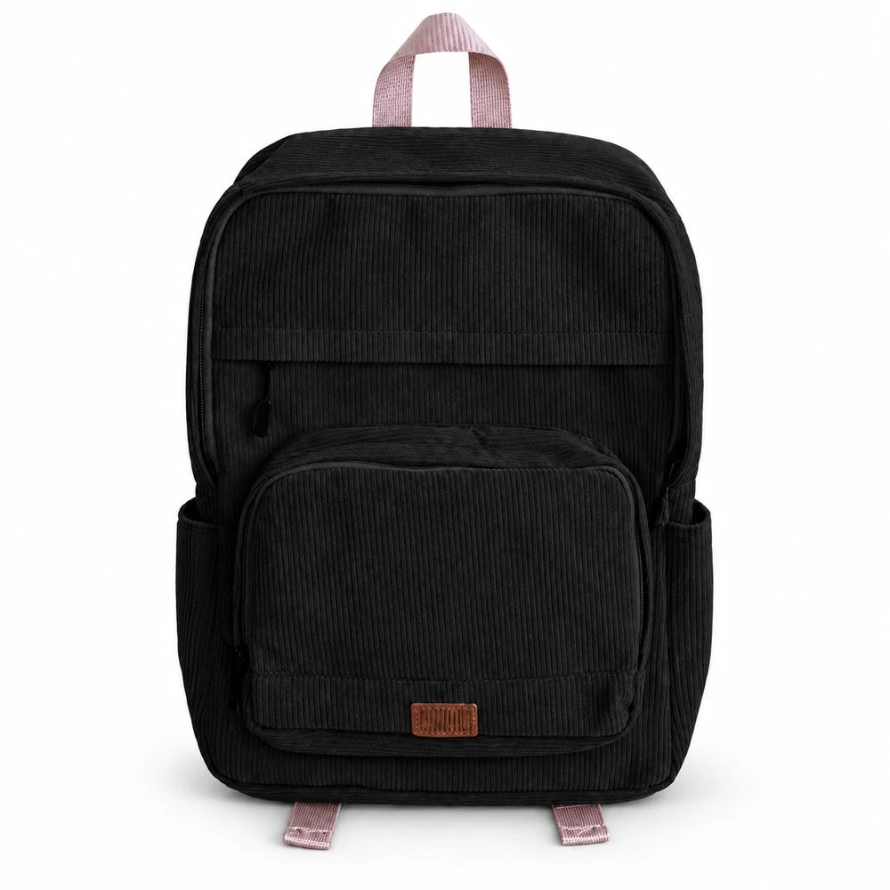 04-black-corduroy Black Corduroy -Backpack - الصورة 1