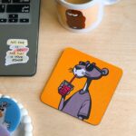 Tiger drinking juice -coaster