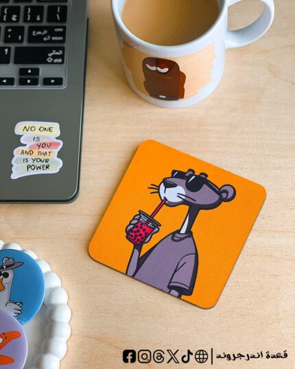Tiger drinking juice -coaster