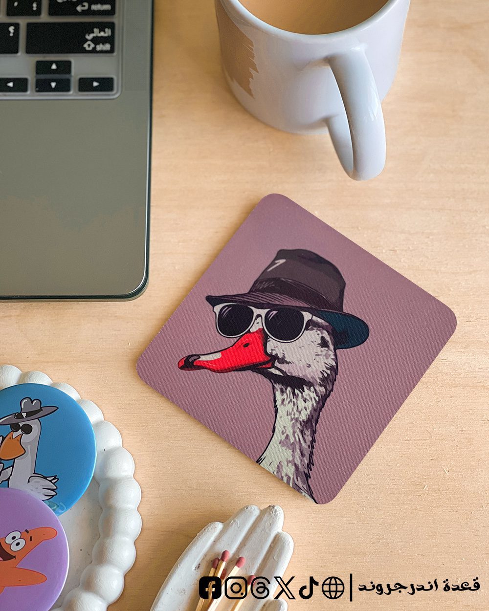 35-4 Duck with sunglasses -coaster - الصورة 1