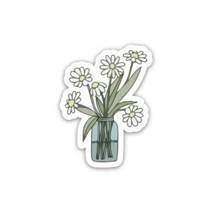 Green Flowers in vase- Sticker