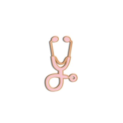 Mini Stethoscope gold & pink -lapel pin