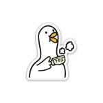Duck  drinking tea- Sticker