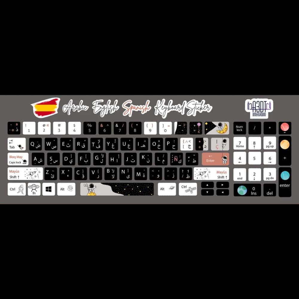 gYkOnrxeHr3xAlixclUTGTIo7bd0zqfZuXJh0JG5.jpg - keyboard stickerAstronaut and rocket (Arabic - English- Spanish) - الصورة 1