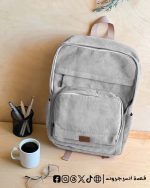 light grey Corduroy -Backpack - الصورة 6