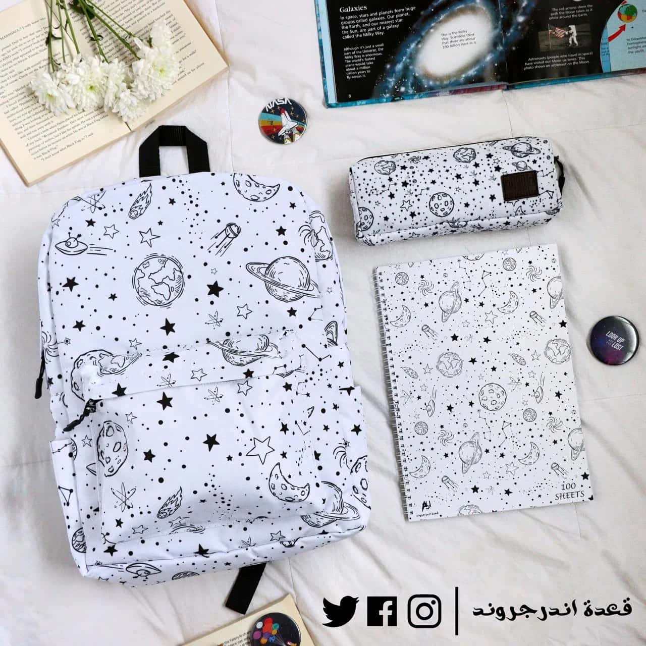 uIhPSzoPNJtLGKwlKThGU3b6SzuATV2ylmw6f191.jpg white stars Backpack -Set - الصورة 1