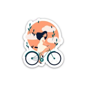 Girl rides bicycle- Sticker