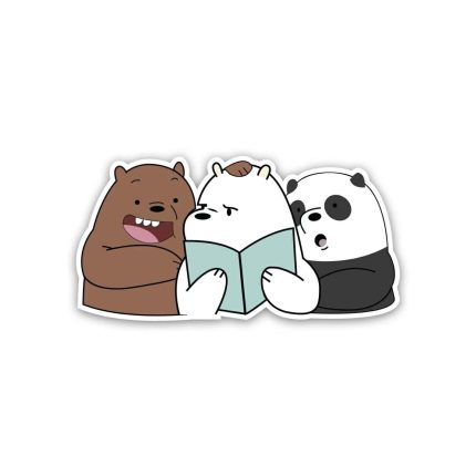 we bare bears reading  الدببة الثلاثة reading book- sticker